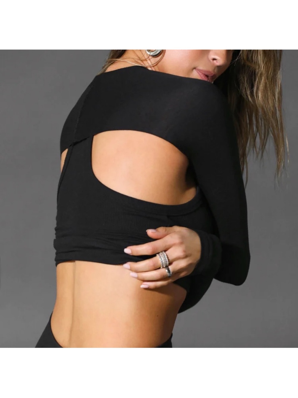 JOAH BROWN SHRUG BLACK OS - Picture 3 of 6